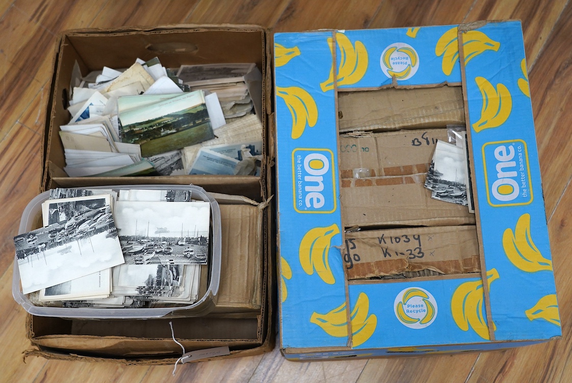 A large quantity of Brighton and Hove, and surrounding area postcards, many duplicates. Condition - fair